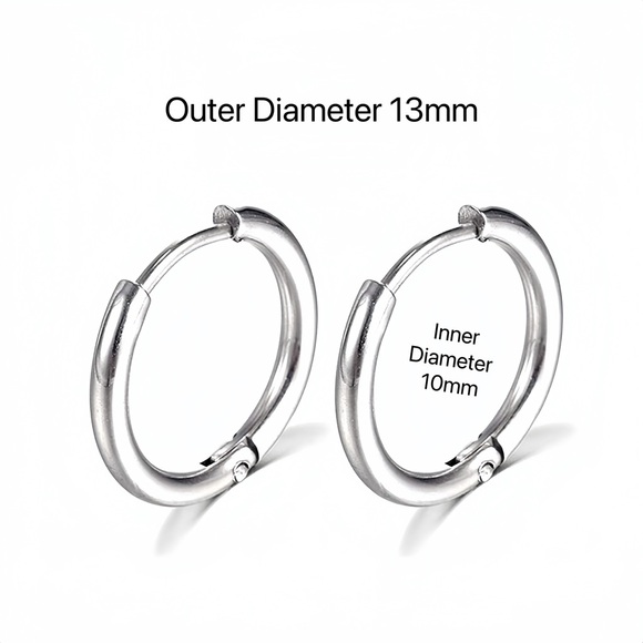 Plain silver small hoop earrings-Silver 13mm- SH001 - Picture 8 of 8